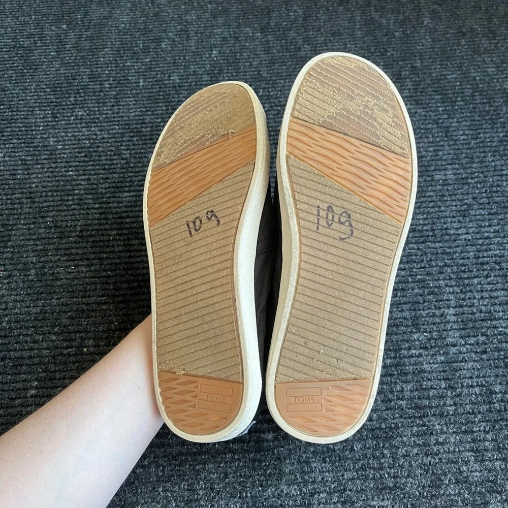TOMS Alpargata Canvas Slip On Shoes Womens 9.5 Black Good Casual Flat Sneakers